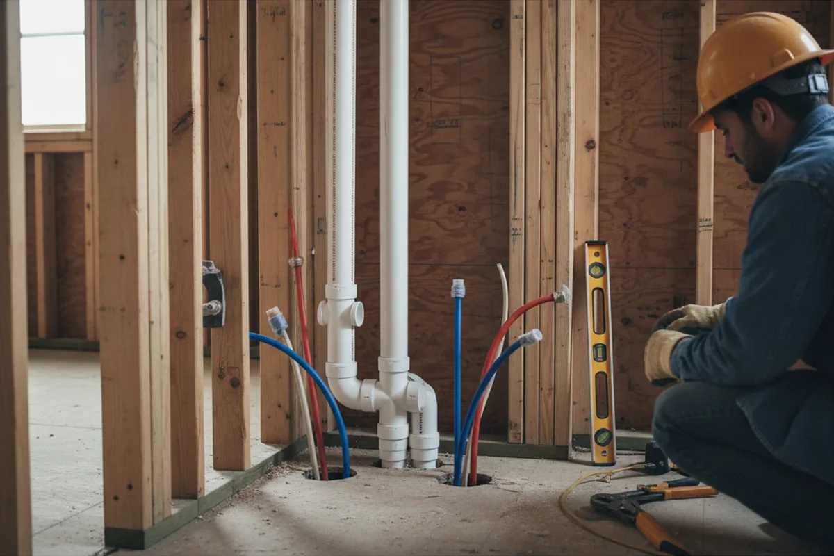 Drain and supply rough-in during Sump Pump Repair in Brinson